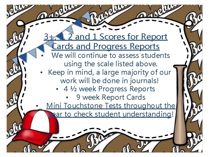 3+, 3, 2 and 1 Scores for Report Cards and Progress Reports We will