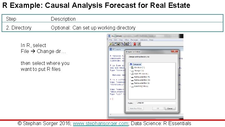 R Example: Causal Analysis Forecast for Real Estate Step Description 2. Directory Optional: Can