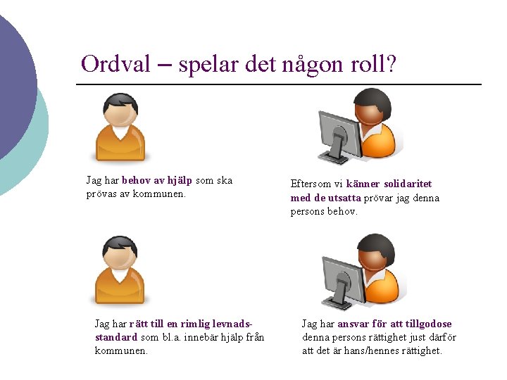 Ordval – spelar det någon roll? Jag har behov av hjälp som ska prövas