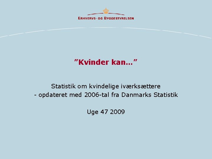 ”Kvinder kan…” Statistik om kvindelige iværksættere - opdateret med 2006 -tal fra Danmarks Statistik