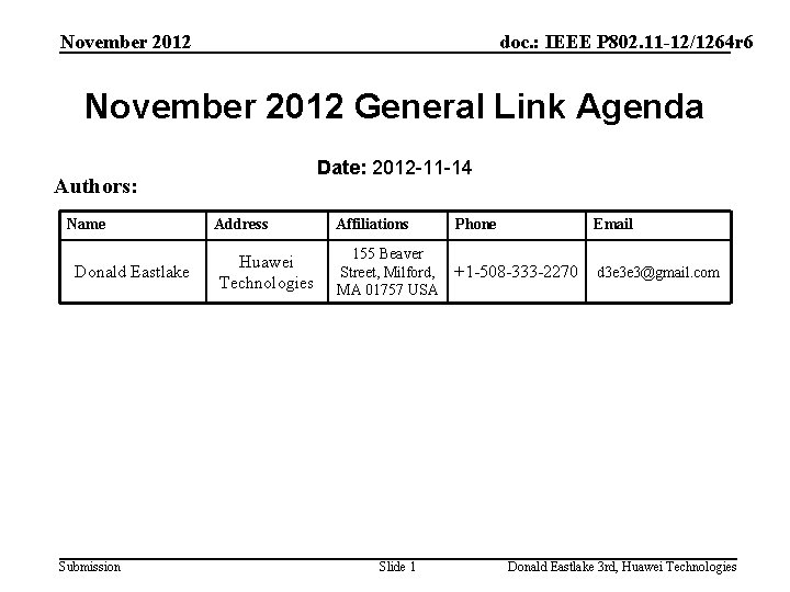 November 2012 doc. : IEEE P 802. 11 -12/1264 r 6 November 2012 General