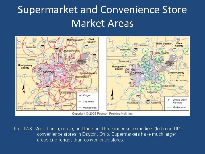Supermarket and Convenience Store Market Areas Fig. 12 -8: Market area, range, and threshold
