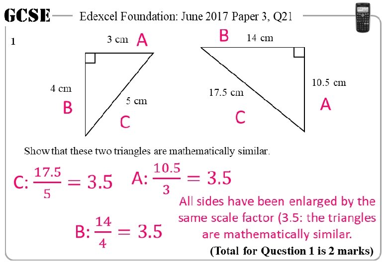 GCSE Edexcel Foundation: June 2017 Paper 3, Q 21 3 cm 1 A 4