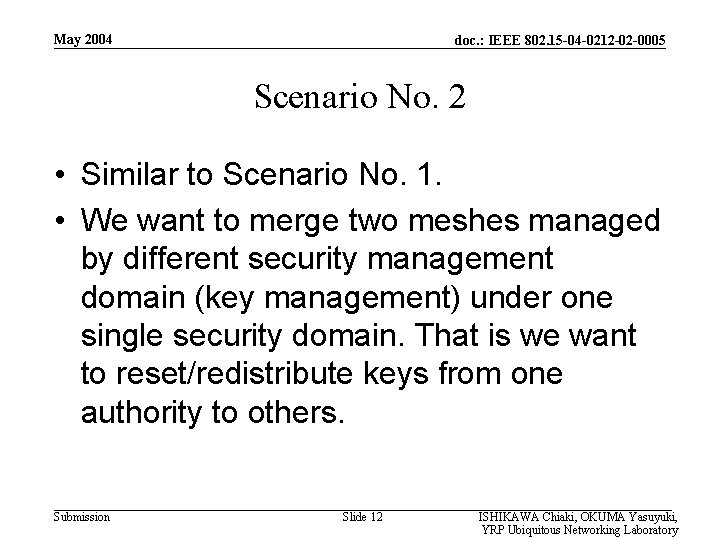 May 2004 doc. : IEEE 802. 15 -04 -0212 -02 -0005 Scenario No. 2