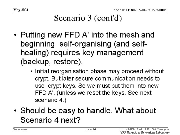 May 2004 doc. : IEEE 802. 15 -04 -0212 -02 -0005 Scenario 3 (cont'd)