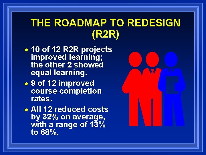THE ROADMAP TO REDESIGN (R 2 R) 10 of 12 R 2 R projects