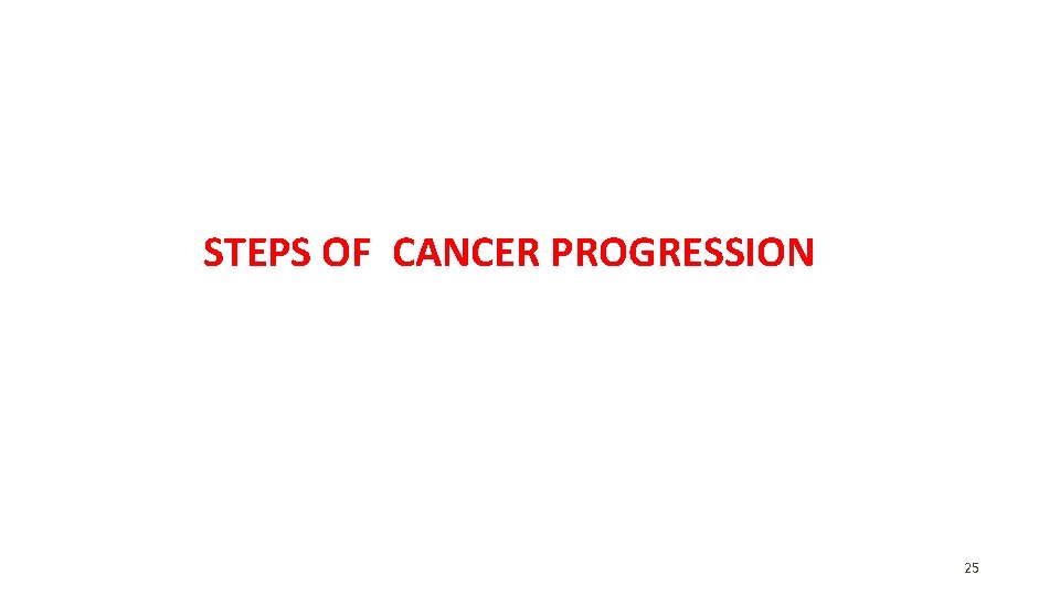 STEPS OF CANCER PROGRESSION 25 STEPS OF CANCER PROGRESSION 25