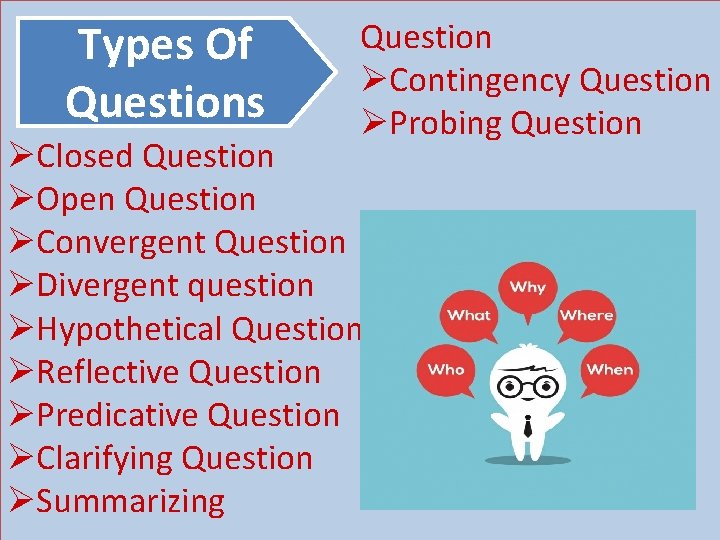 SEMINAR PRESENTATION ON TYPES OF QUESTIONS AND CLASSIFICATION