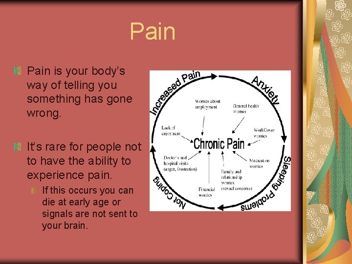 Pain is your body’s way of telling you something has gone wrong. It’s rare