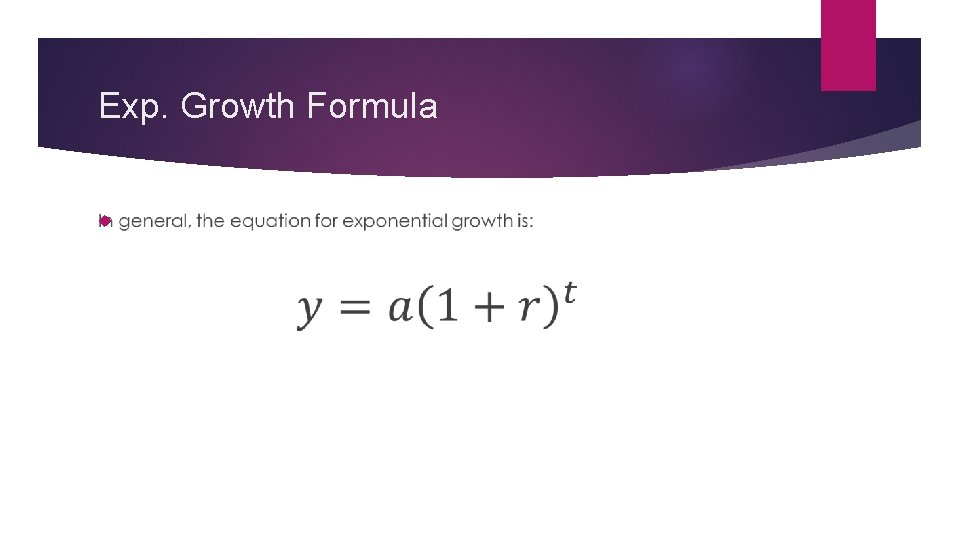 Exp. Growth Formula 