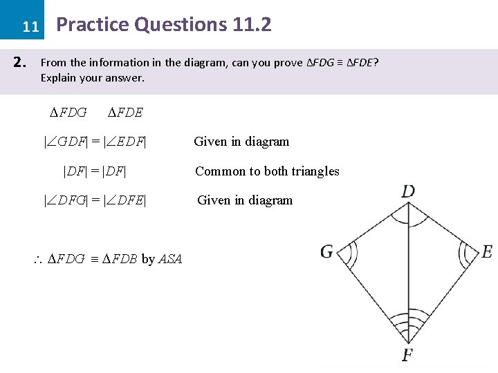 11 2. Practice Questions 11. 2 From the information in the diagram, can you