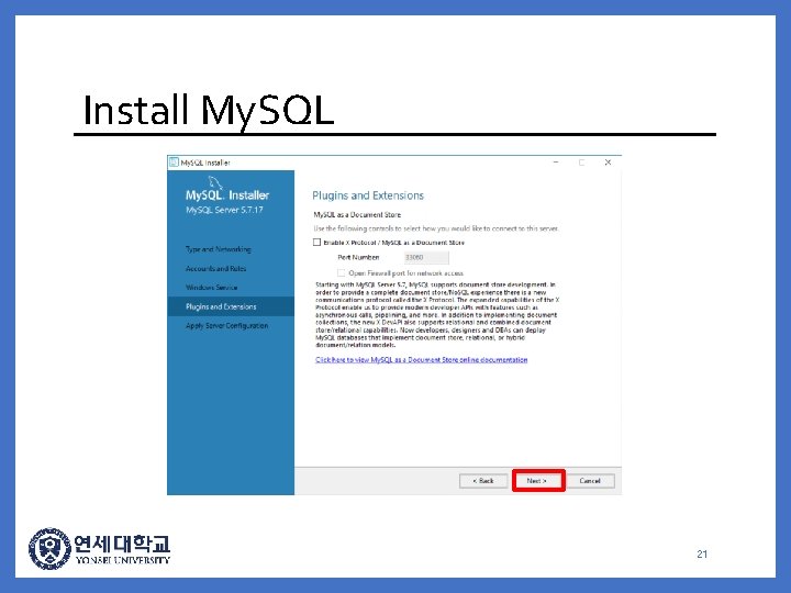 Install My. SQL 21 