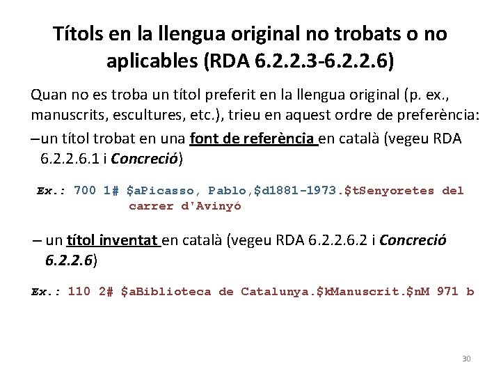 Títols en la llengua original no trobats o no aplicables (RDA 6. 2. 2.