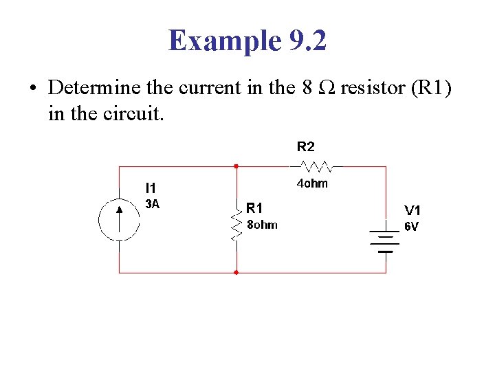 Example 9. 2 • Determine the current in the 8 Ω resistor (R 1)