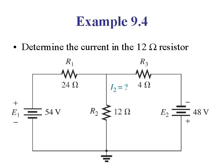 Example 9. 4 • Determine the current in the 12 Ω resistor 