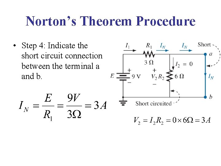 Norton’s Theorem Procedure • Step 4: Indicate the short circuit connection between the terminal