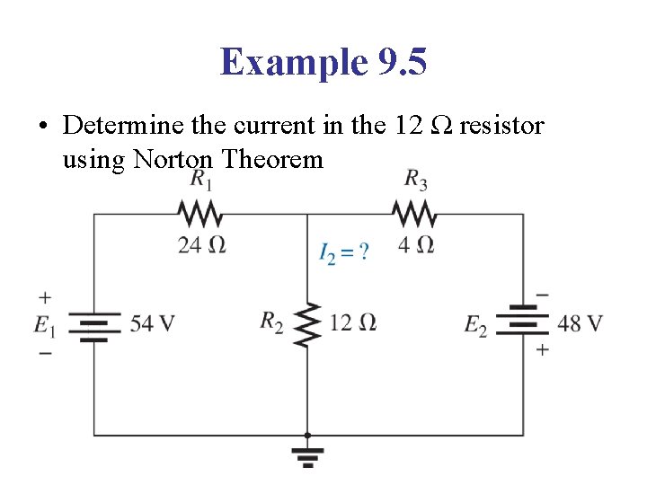 Example 9. 5 • Determine the current in the 12 Ω resistor using Norton