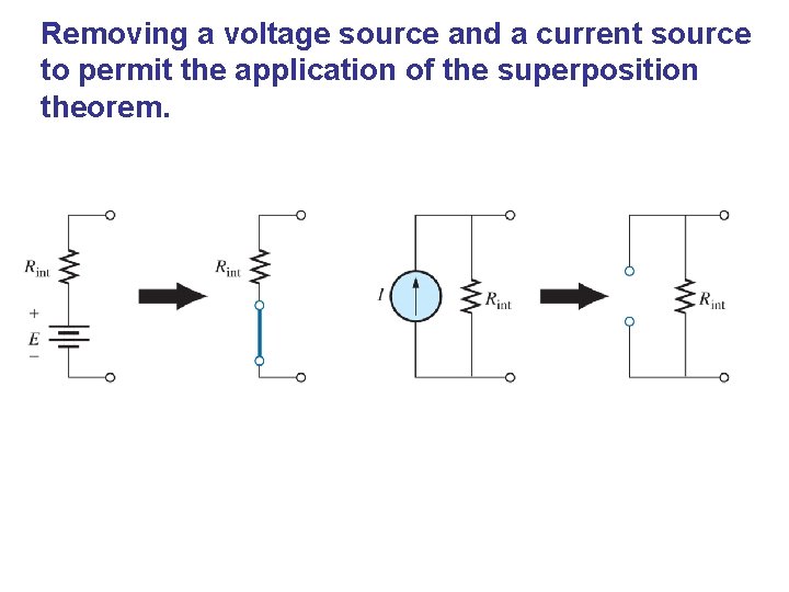 Removing a voltage source and a current source to permit the application of the