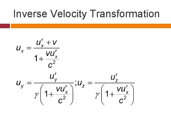 Inverse Velocity Transformation 