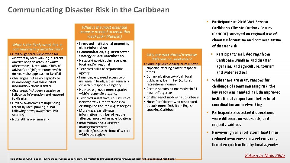 Communicating Disaster Risk in the Caribbean § Participants at 2016 Wet Season Caribbean Climate