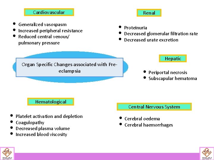 Cardiovascular • Generalized vasospasm • Increased peripheral resistance • Reduced central venous/ pulmonary pressure