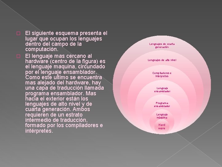 El siguiente esquema presenta el lugar que ocupan los lenguajes dentro del campo de