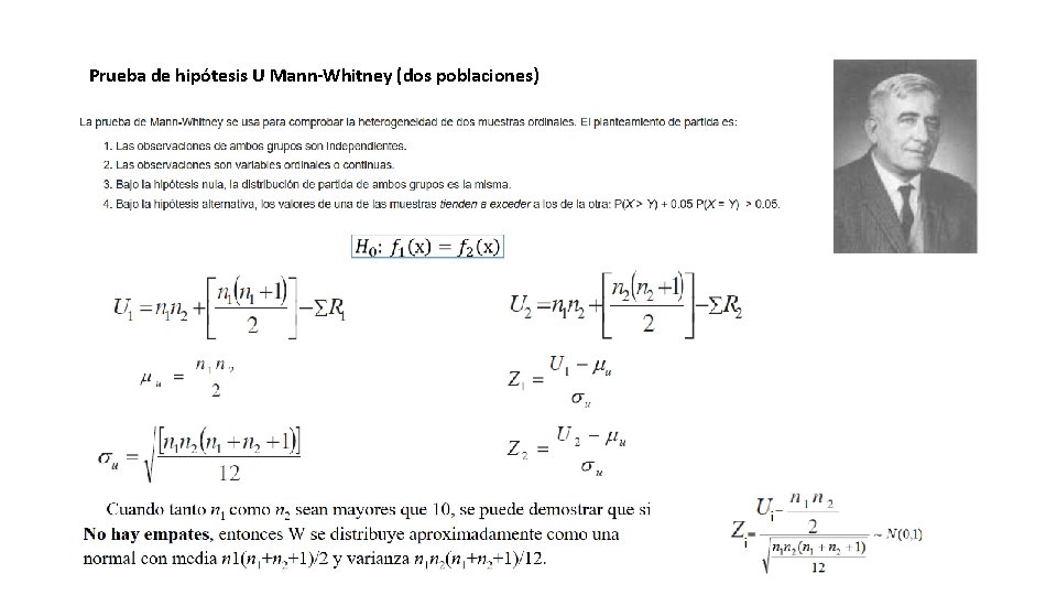 Prueba de hipótesis U Mann-Whitney (dos poblaciones) 