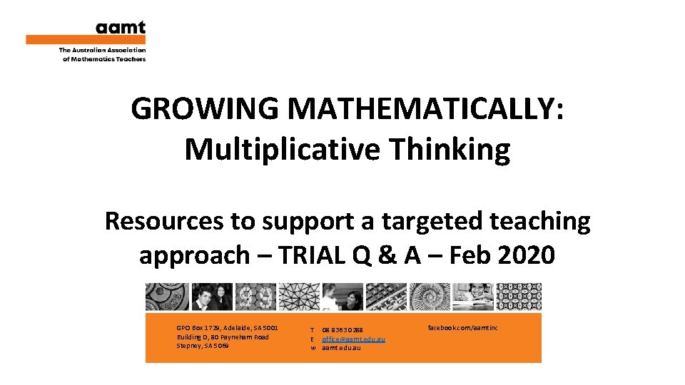 GROWING MATHEMATICALLY: Multiplicative Thinking Resources to support a targeted teaching approach – TRIAL Q