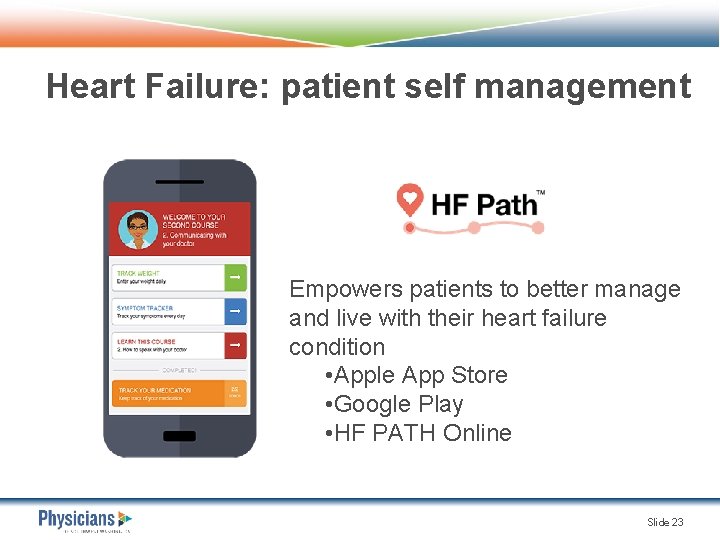 Heart Failure: patient self management Empowers patients to better manage and live with their