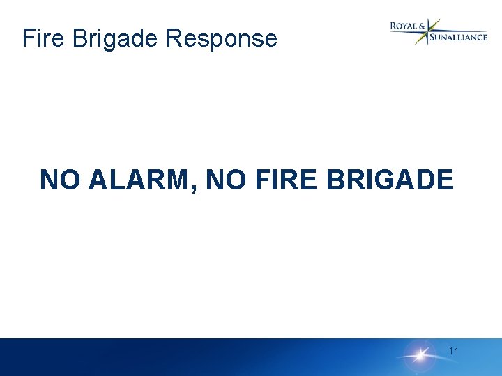 Fire Brigade Response NO ALARM, NO FIRE BRIGADE 11 