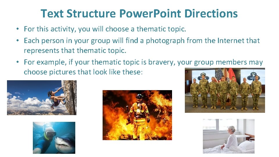 Text Structure Power. Point Directions • For this activity, you will choose a thematic