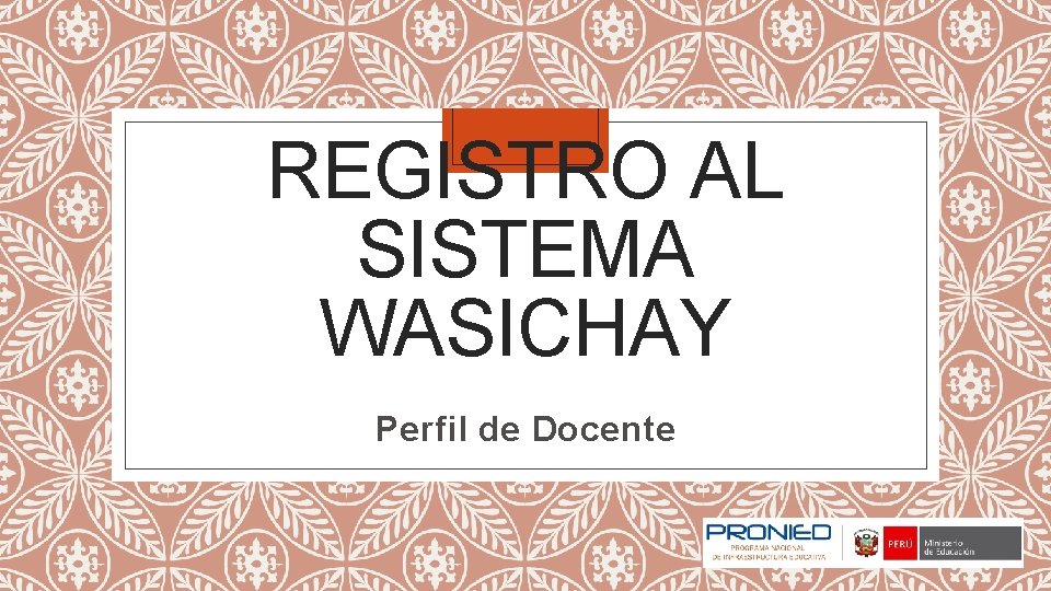 REGISTRO AL SISTEMA WASICHAY Perfil de Docente 