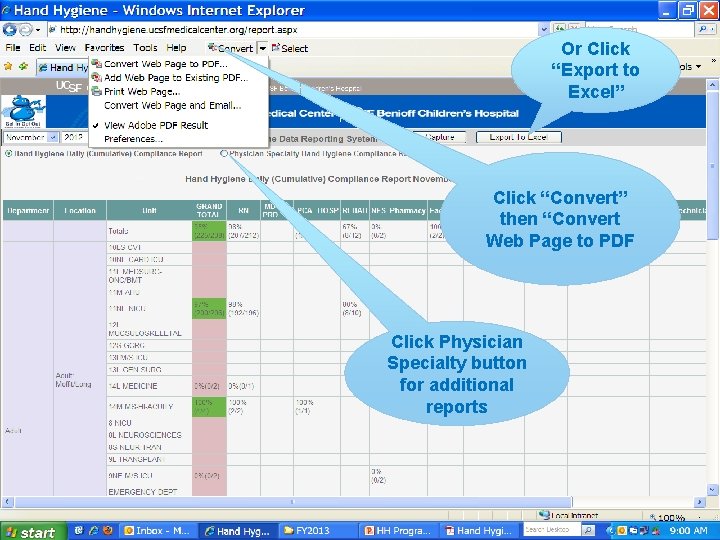 Or Click “Export to Excel” Click “Convert” then “Convert Web Page to PDF Click