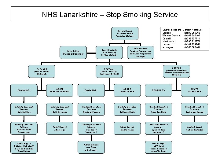 NHS Lanarkshire – Stop Smoking Service Elspeth Russell Assistant Health Promotion Manager Sarah Lindsay