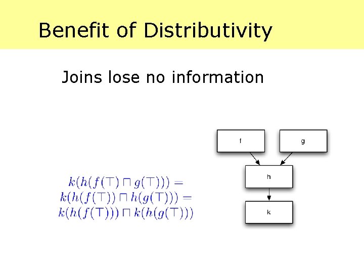 Benefit of Distributivity Joins lose no information 