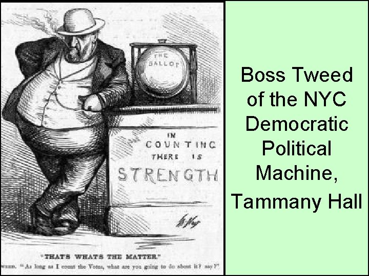 Boss Tweed The of the NYC Democratic “Bosses” Political of the Machine, Senate Tammany