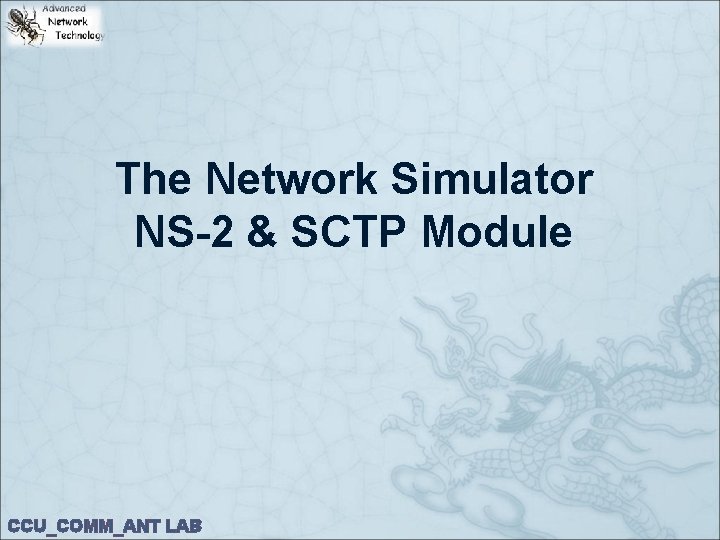 The Network Simulator NS-2 & SCTP Module CCU_COMM_ANT LAB 