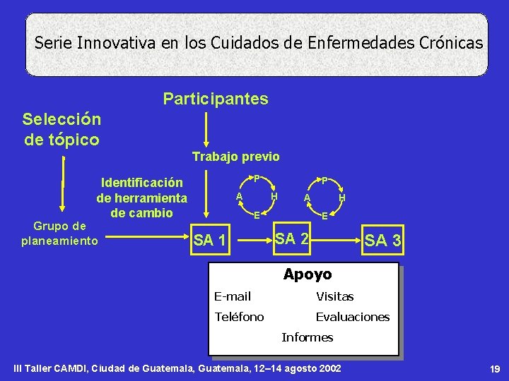 Serie Innovativa en los Cuidados de Enfermedades Crónicas Participantes Selección de tópico Trabajo previo