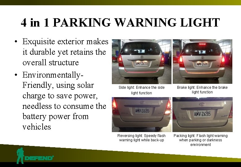 4 in 1 PARKING WARNING LIGHT • Exquisite exterior makes it durable yet retains