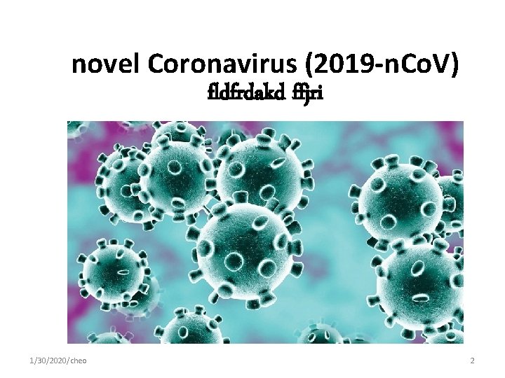 novel Coronavirus (2019 -n. Co. V) fldfrdakd ffjri 1/30/2020/cheo 2 