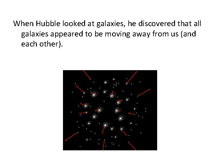 When Hubble looked at galaxies, he discovered that all galaxies appeared to be moving