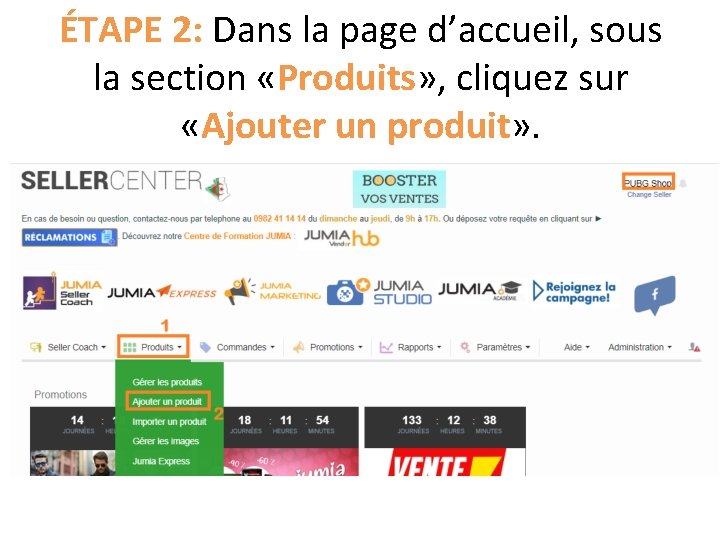 ÉTAPE 2: Dans la page d’accueil, sous la section «Produits» , cliquez sur «Ajouter