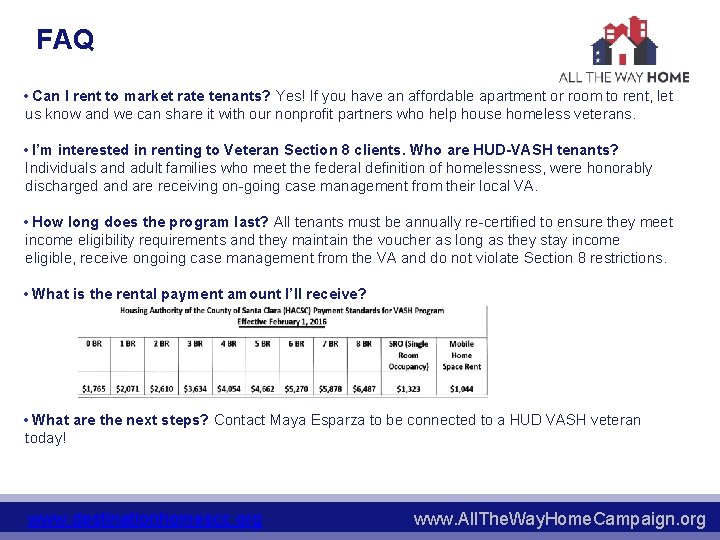 FAQ • Can I rent to market rate tenants? Yes! If you have an