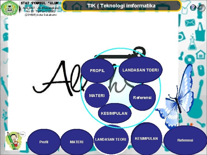 STAI SYAMSUL ‘ULUM TIK ( Teknologi imformatika ALA, MAT : Jln. Bhayangkara No 33