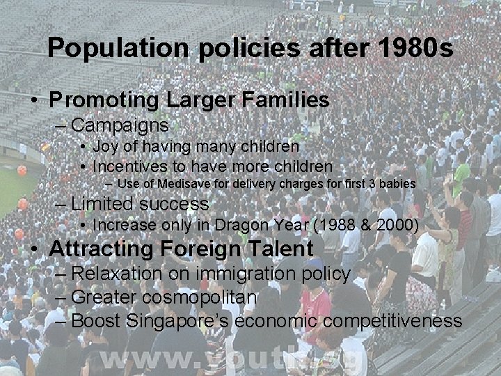 Population policies after 1980 s • Promoting Larger Families – Campaigns • Joy of