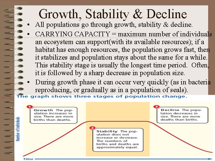 Growth, Stability & Decline • All populations go through growth, stability & decline. •