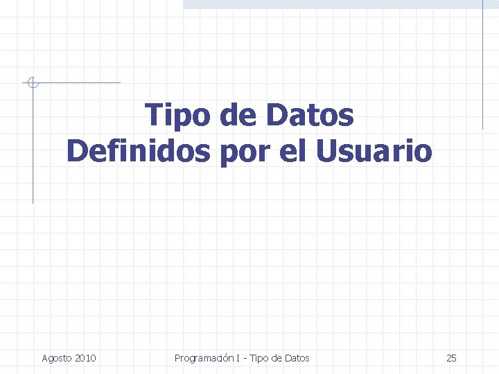 Tipo de Datos Definidos por el Usuario Agosto 2010 Programación I - Tipo de