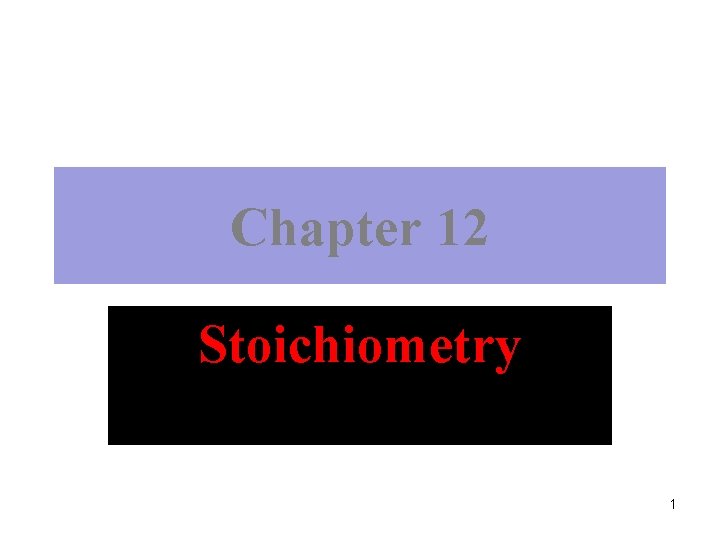 Chapter 12 Stoichiometry 1 