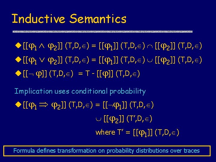 Inductive Semantics [[ 1 2]] (T, D, ) = [[ 1]] (T, D, )