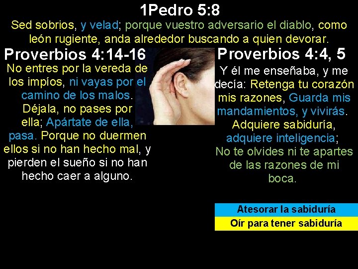 1 Pedro 5: 8 Sed sobrios, y velad; porque vuestro adversario el diablo, como